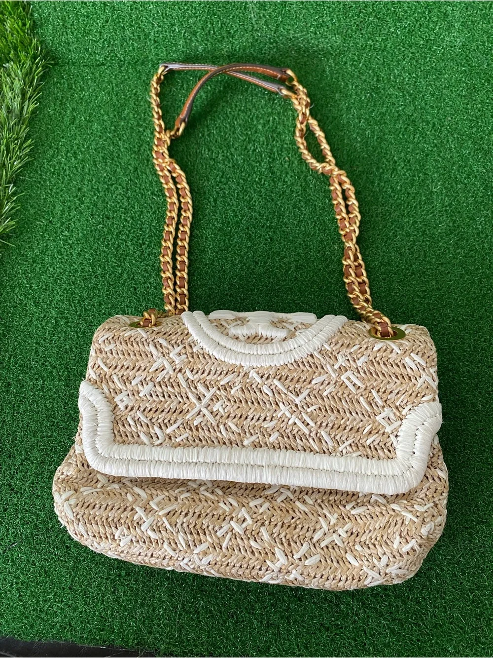 Tory Burch Raffia Shoulder Bag Shoulder Bags, 10”x7” (Jul 026)